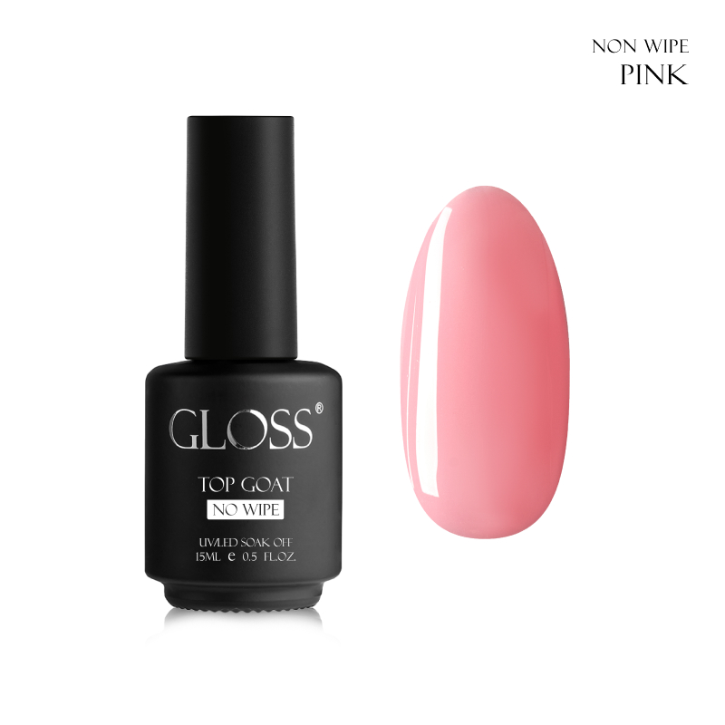 Jel cila için kamuflaj üst kat GLOSS Top coat Pink, 15 ml